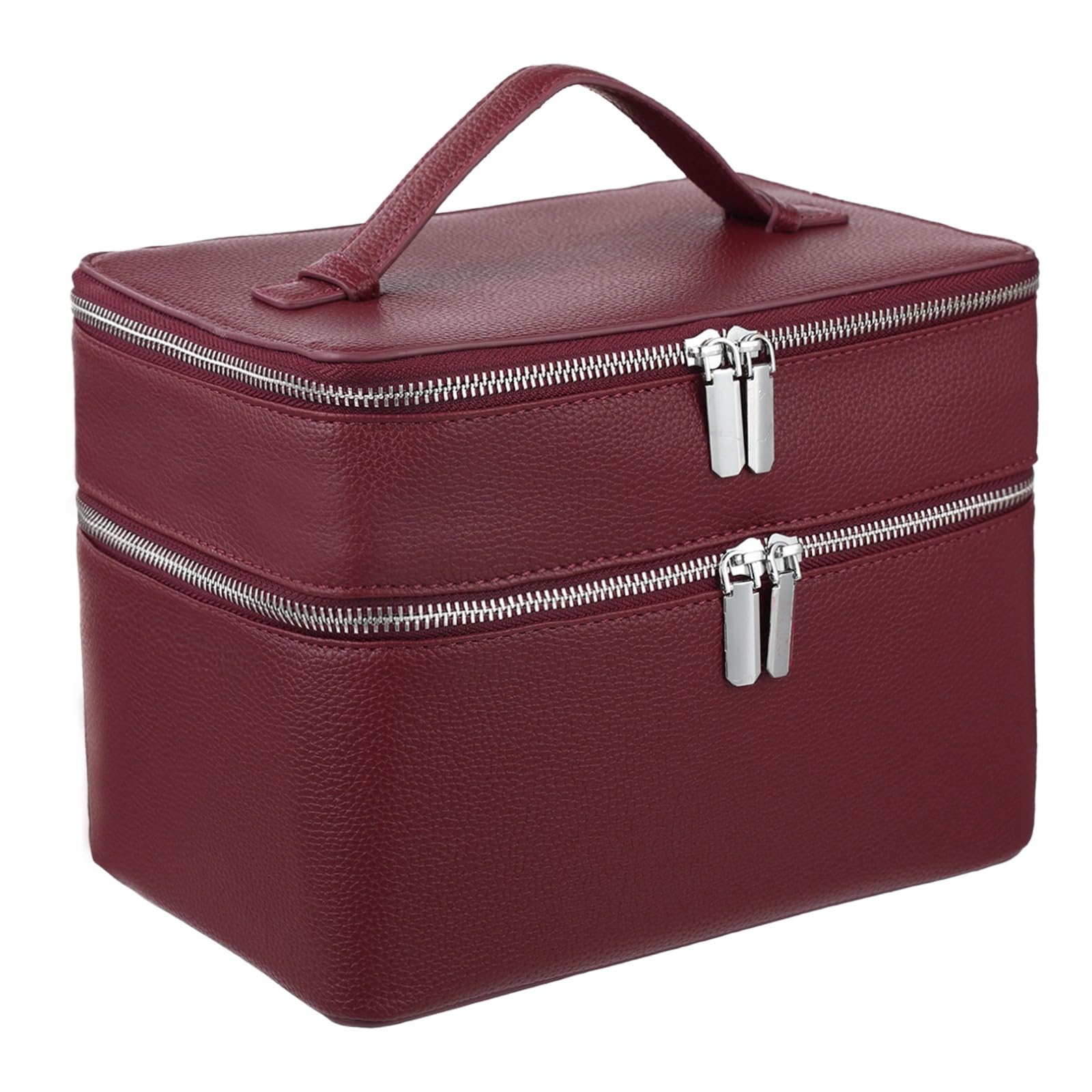 Makeup Vanity Bag for Women - Large Capacity Cosmetic Organizer with Removable Liner, Waterproof PU Leather Skincare Bag, Portable Chic Cosmetic Make