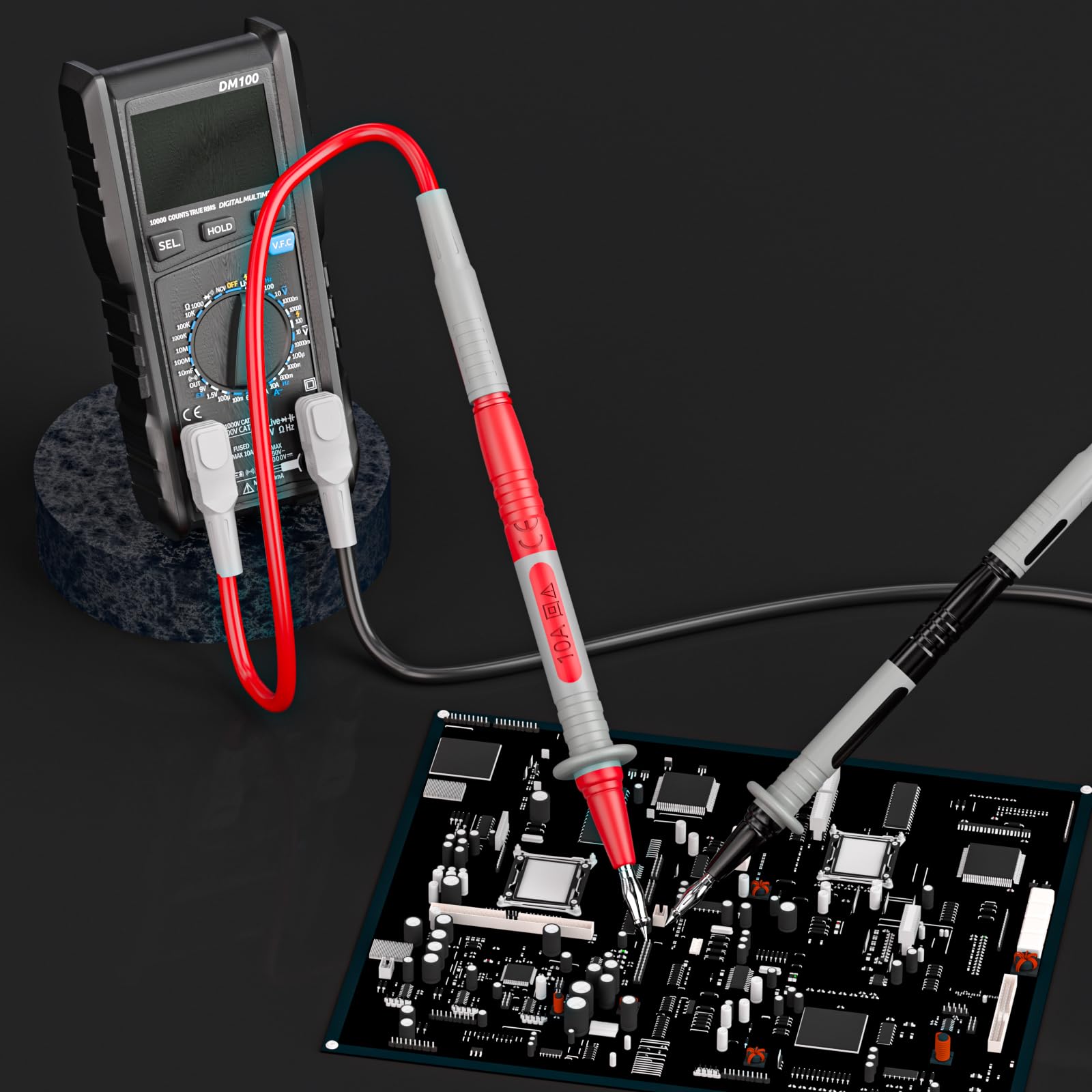Multimeter Messleitungen Kit 10 Stück Testkabel Sonden 4mm Bananenstecker mit Krokodilklemmen Draht Piercing Sonden für elektrische Prüfung 1000V 10A