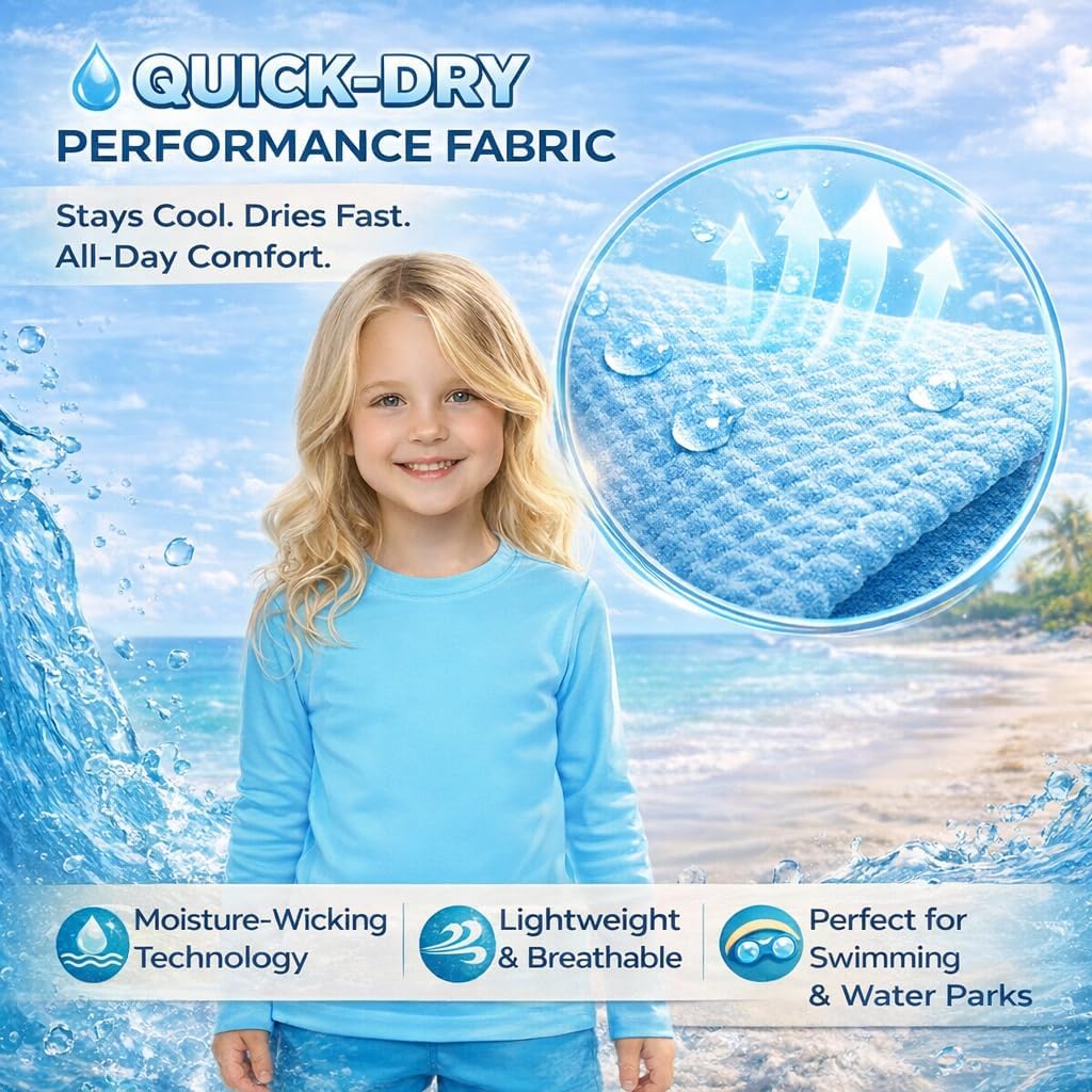 INGEAR Girls Long Sleeve Rash Guard Swim Shirt Outdoor Sports Shirt Lightweight Athletic Tee Protective Quick Dry - Image 3