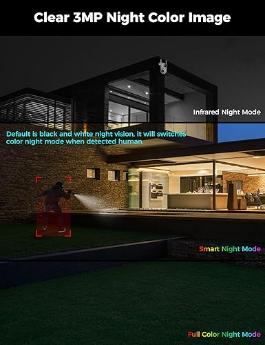 Miniatura 6 de Hiseeu Cámara de seguridad inalámbrica PTZ de doble lente para exteriores con tarjeta SD de 128 GB, 2K WiFi-Pro 5G2.4Ghz cámaras de vigilancia,