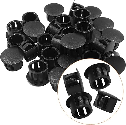 Miniatura 2 de 30 tapones de plástico para agujeros, 58 pulgadas (0.630 in), color negro, para muebles y postes de esgrima, ideales para gabinetes y agujeros de