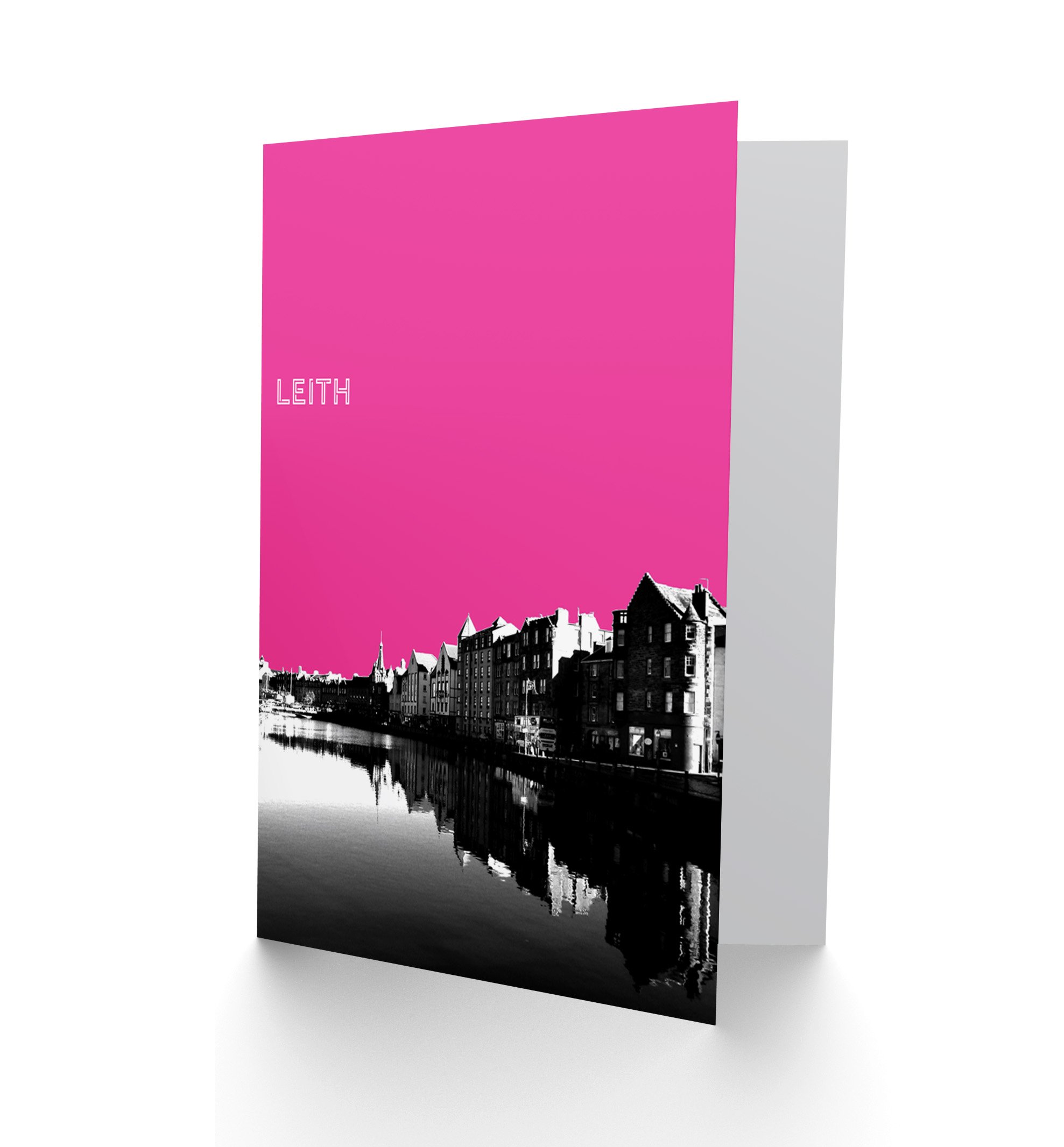 Leith Shore Edinburgh Scottish Landmark Pink Greetings Card