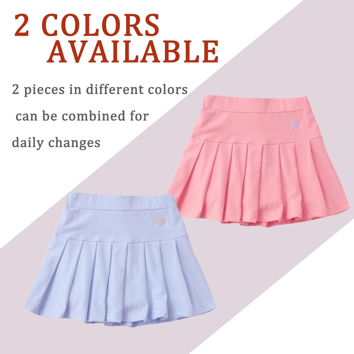 Girl Skorts Skirt Kids Casual Stretch Waist Skater Skirt Athletic Uniform Skorts - Image 2