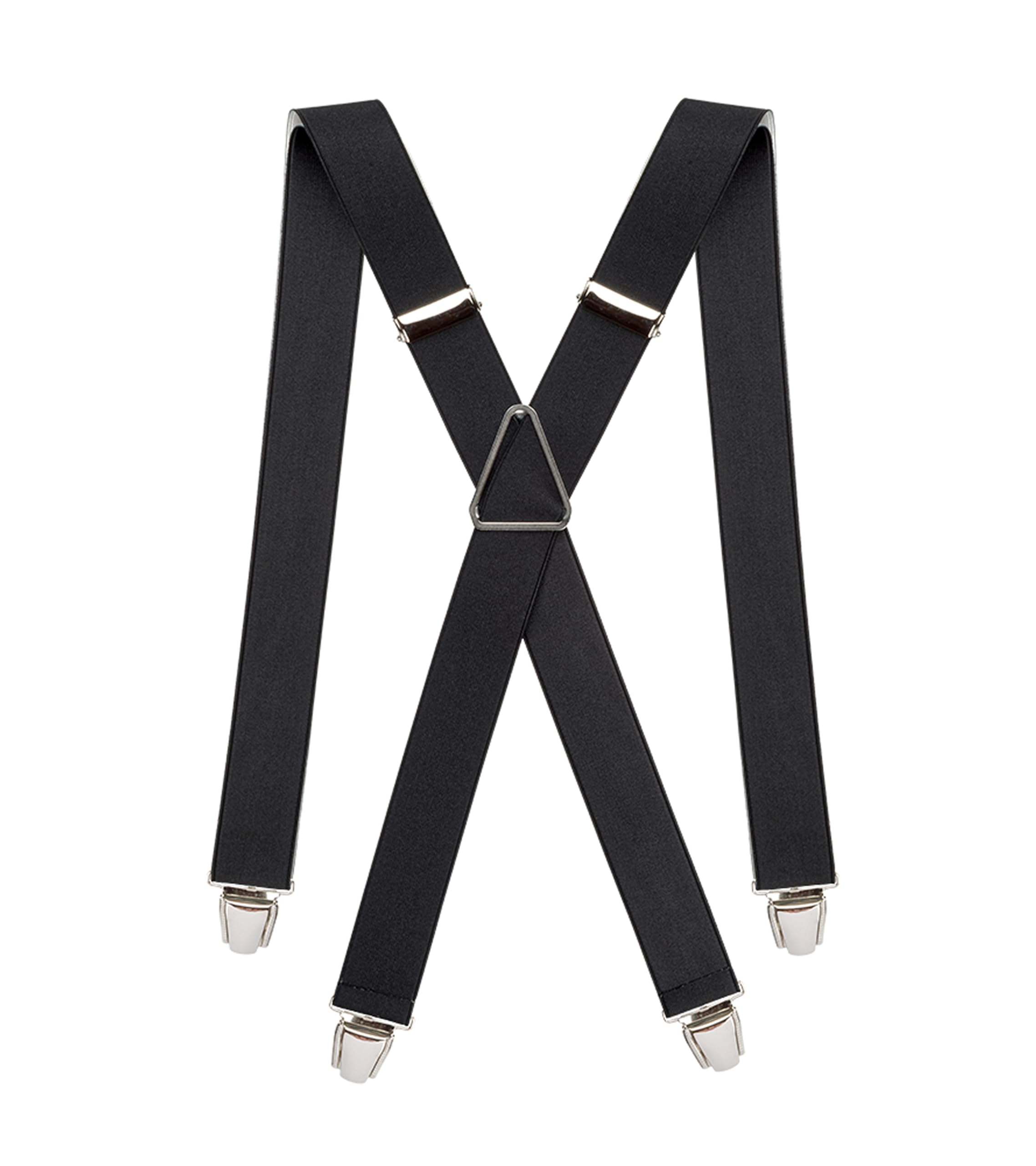 Pierrot Men's Cashmere Black Braces Premium With Very Strong Clips - One Size Adjustable And Elastic Braces, Reinforced Elastic Band - Wide Heavy Duty Suspenders For Trousers