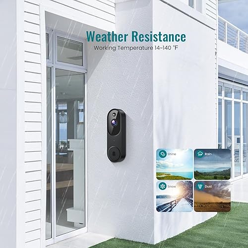 Miniatura 6 de ALPHAPEACH Timbre de video 1080P inalámbrico para seguridad en el hogar con timbre de anillo, 100% sin cable, detección humana inteligente con