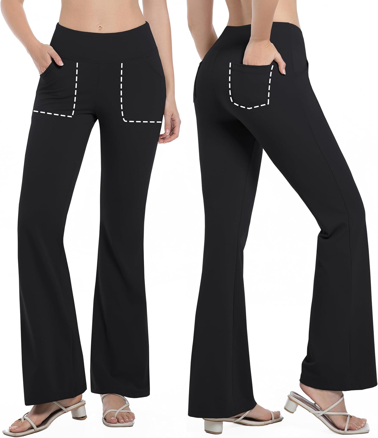 BUBBLELIME 29"/31"/33"/35"/37" Women's High Waist Stretchy Bootleg Yoga Pants Workout Pants with Out Pockets - Image 2