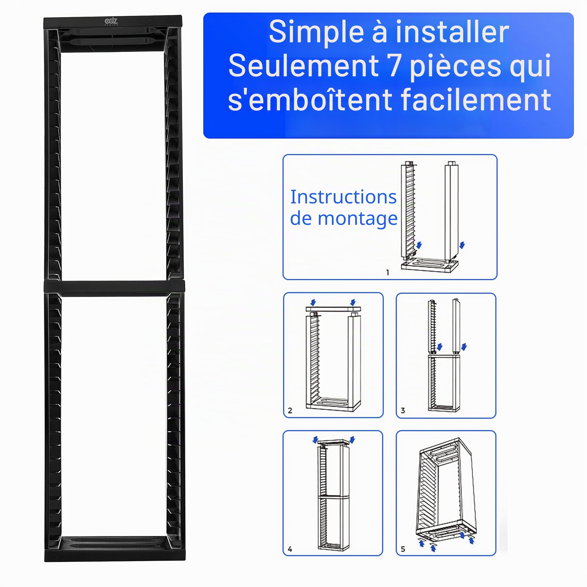 ADZ Tour de rangement de jeux - Pour 36 jeux ou disques Blu-Ray - Pour PS4, PS5, Xbox One, Xbox Series X/S et disques Blu-Ray (Noir)