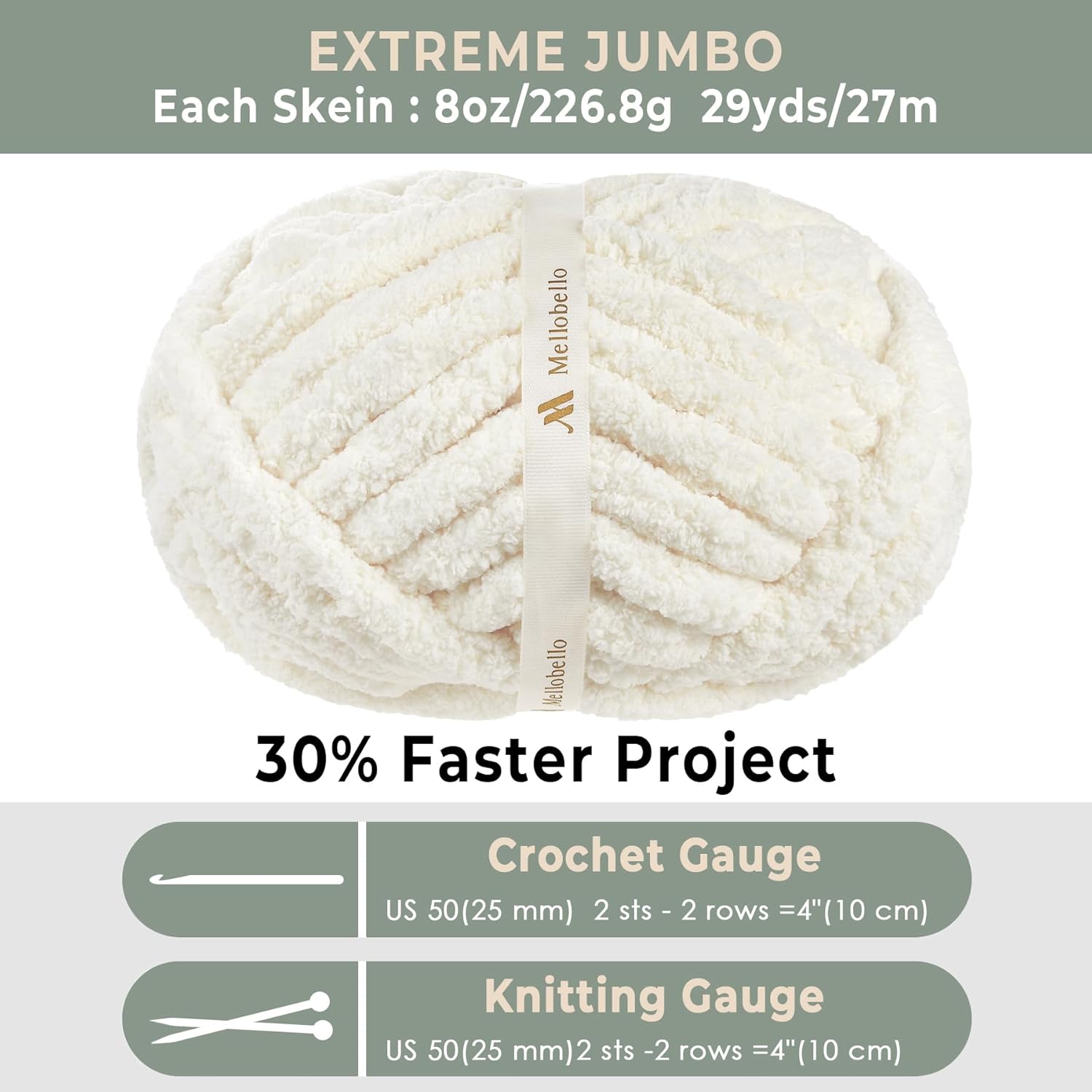 jumbo chenille chunky yarn for crocheting - super bulky fluffy chunky yarn for hand knitting - extra thick soft blanket big yarns 8 jumbo pack (27yds,8 oz each skein) 8 pack cream&sky blue&country blue&navy blue
