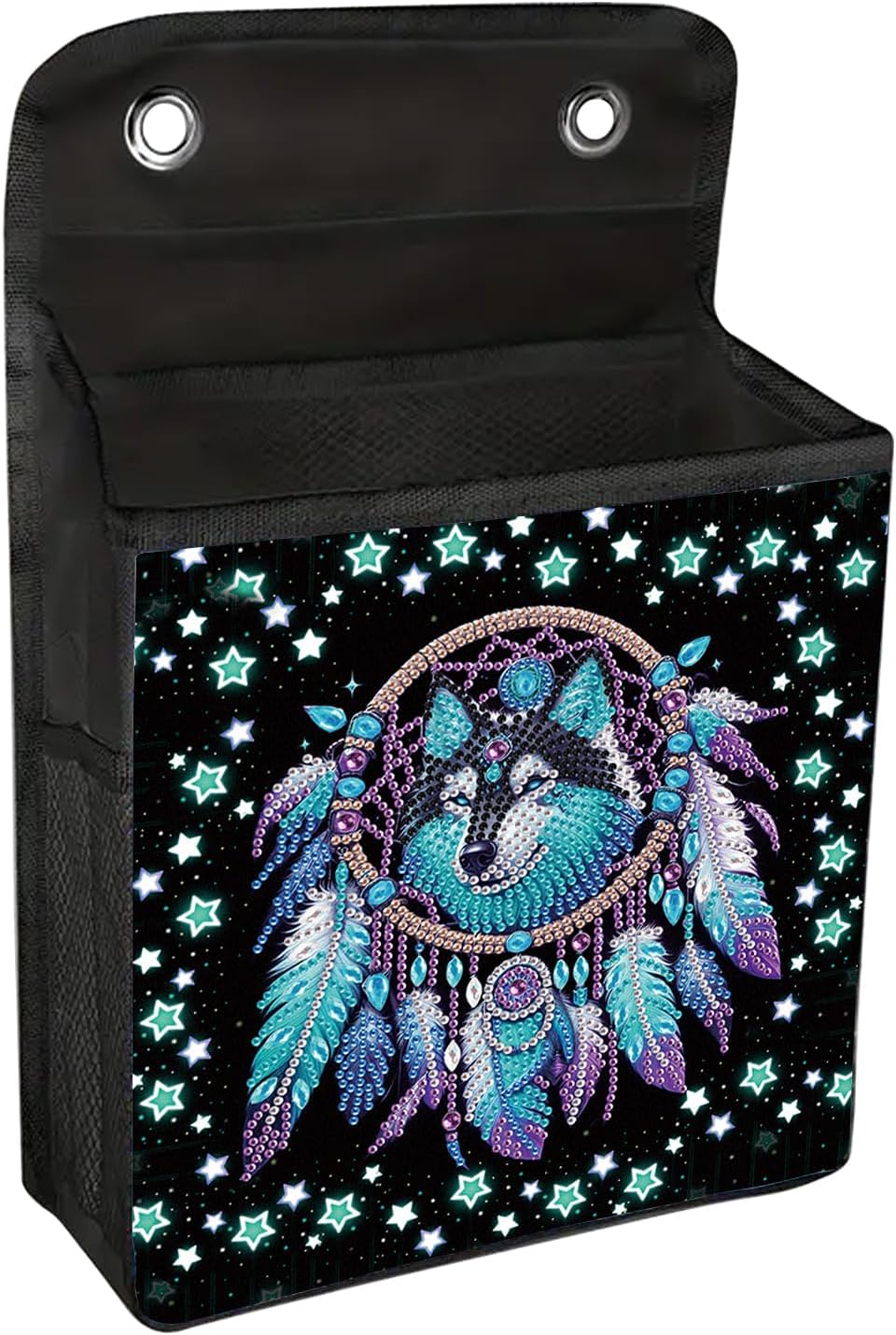 Diamond Painting Storage Organizer Kit with Beautiful Pattern Design Round and Special Shape Diamond Art Kit,Door Hanging Holder Suitable for Storing Small Items, Foldable Wall Pouch Without Hooks