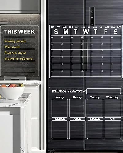 Miniatura 3 de Calendario adhesivo para nevera, calendario de borrado en seco, calendario transparente y no magnético para pared, cocina, oficina, escuela