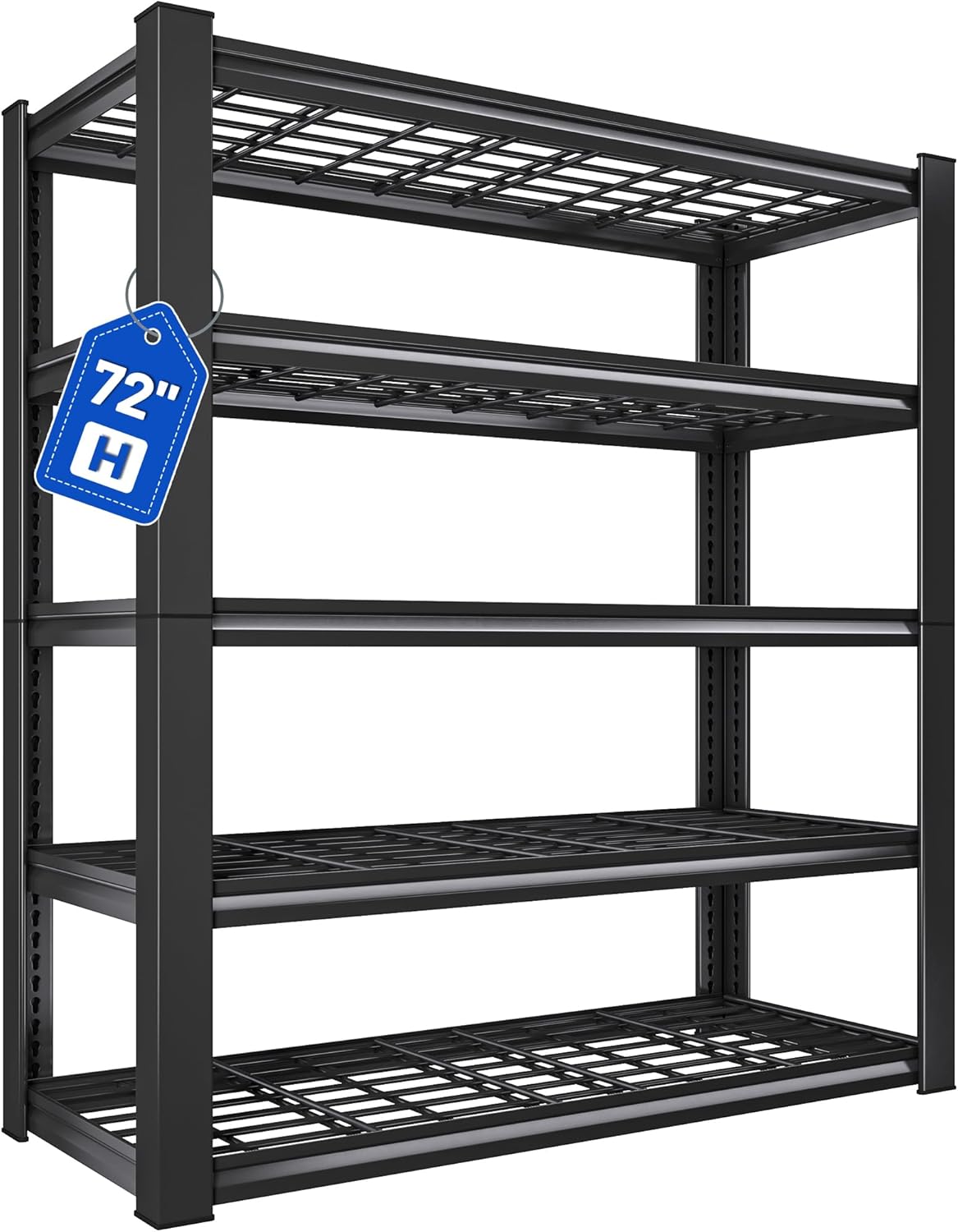 REIBII 3010LBS Garage Shelving 72" H Garage Shelving Heavy Duty Industrial Metal Shelving 5 Tier Adjustable Shelves for Storage for Kitchen Pantry Warehouse Basement 72" H x 35.5" W x 16" D, Black