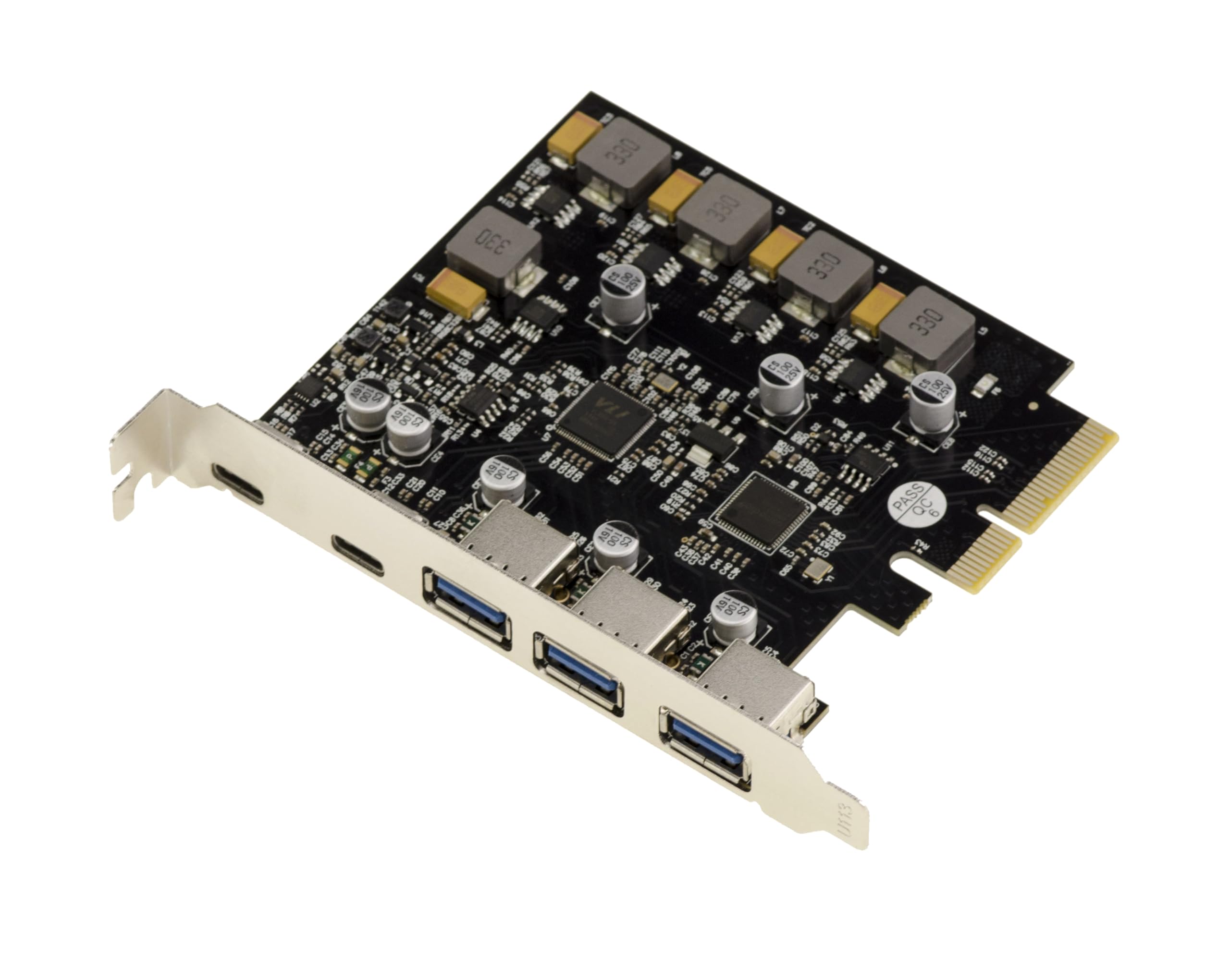 KALEA-INFORMATIQUE PCIe Controller Card 5 Ports USB 3.1 10G 3 Ports Type A and 2 Ports Type C Self-Powered High Power Chipset Via VL820 and ASM3142