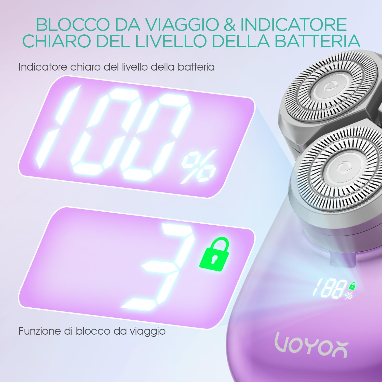 VOYOR Rasoio Elettrico Donna Depilatore Corpo Donna Rasoio Donna Inguine Viso Corpo Braccia Gambe, Impermeabile Rasoio Elettrico Corpo Portatile E Ricaricabile Rasoio Donna Elettrico ES310 (Viola)