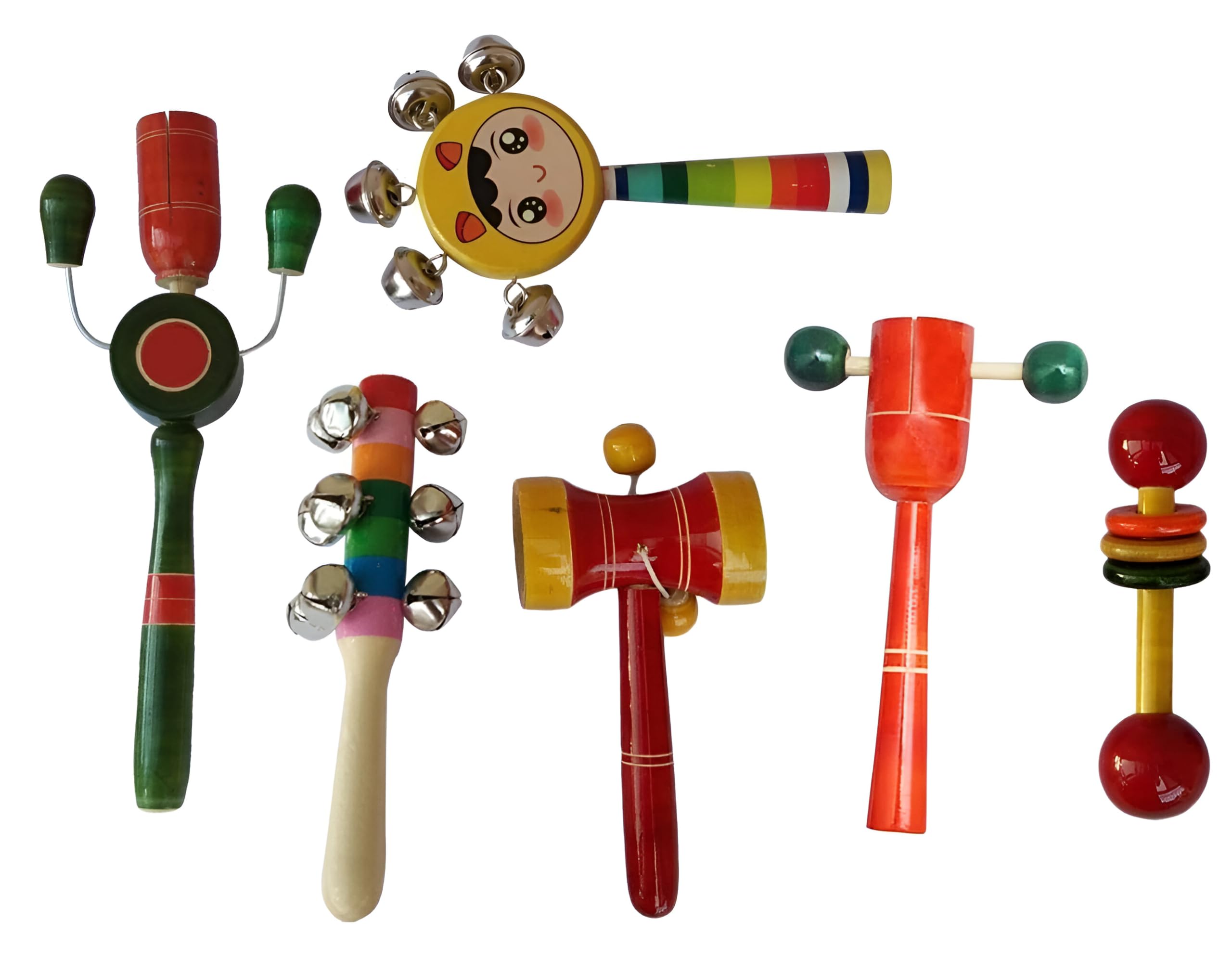Channapatna Toys Wooden Baby Rattles Toys for 0 to 6 to 12 Months, New Born Babies, Infants- Set of 6 pcs - Multicolor - Discover Sounds N2 (B0C2MXQVN9) Amazon Price History, Amazon Price Tracker