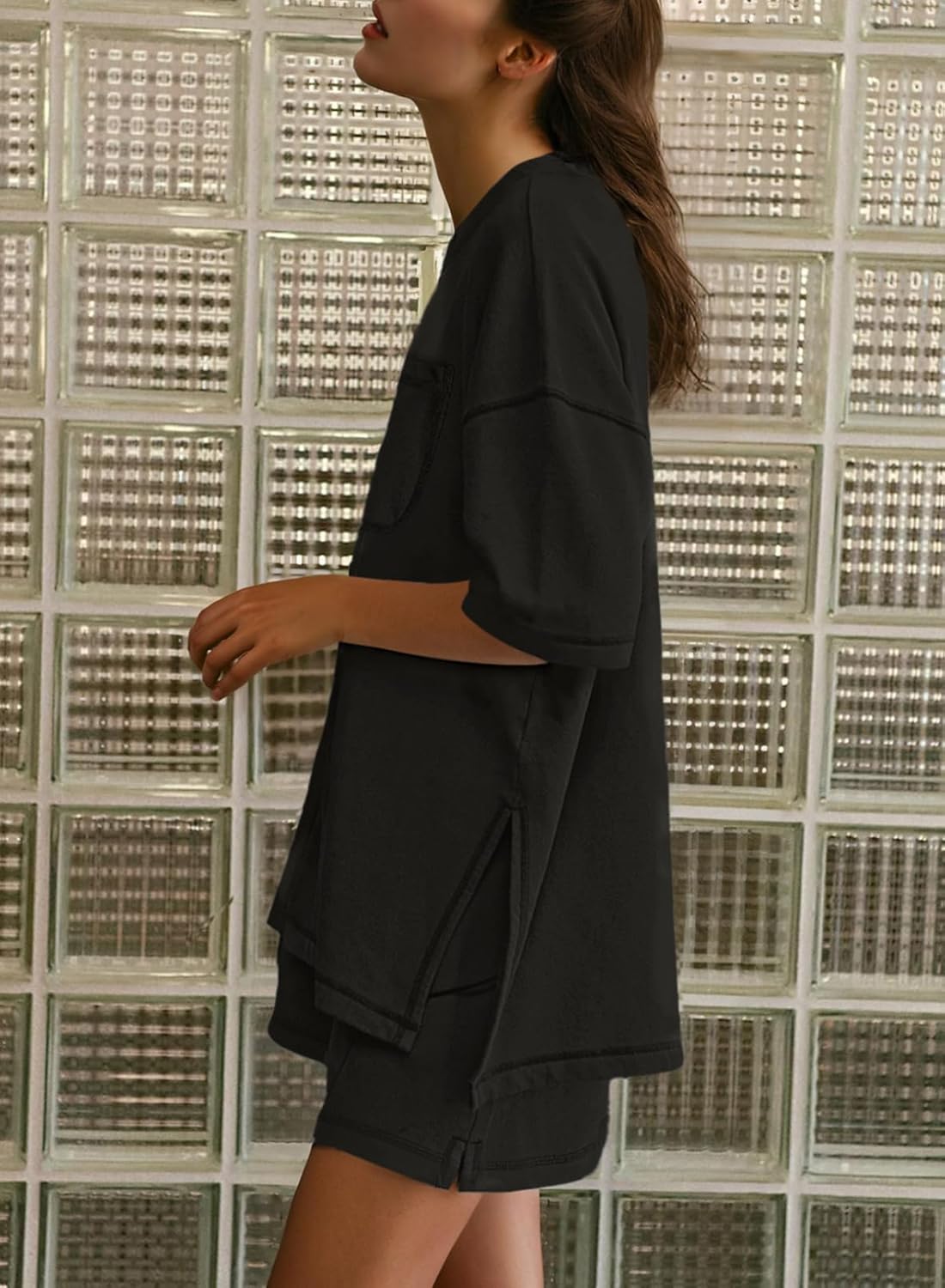 Dokotoo Summer Two Piece Sets for Women Casual Short Sleeve Shirts and Drawstring Shorts Lounge Sets