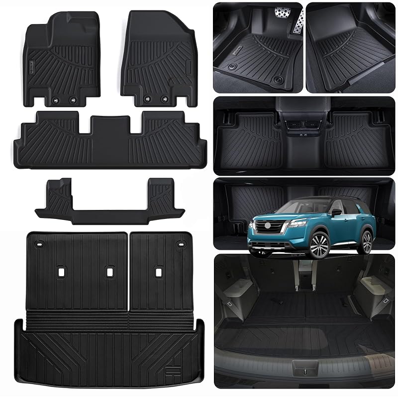 Kit de tapetes e forro de porta-malas para Nissan Pathfinder 7 lugares 2022–2026 com proteção do encosto AltraVos