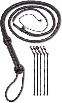 HADZAM Professional Equestrian Bull Whip for Horse Communication & Livestock Guidance - Premium Cowhide Leather Sport Whip for Equestrian Arts & Cattle Guidance Black, 4 FEET