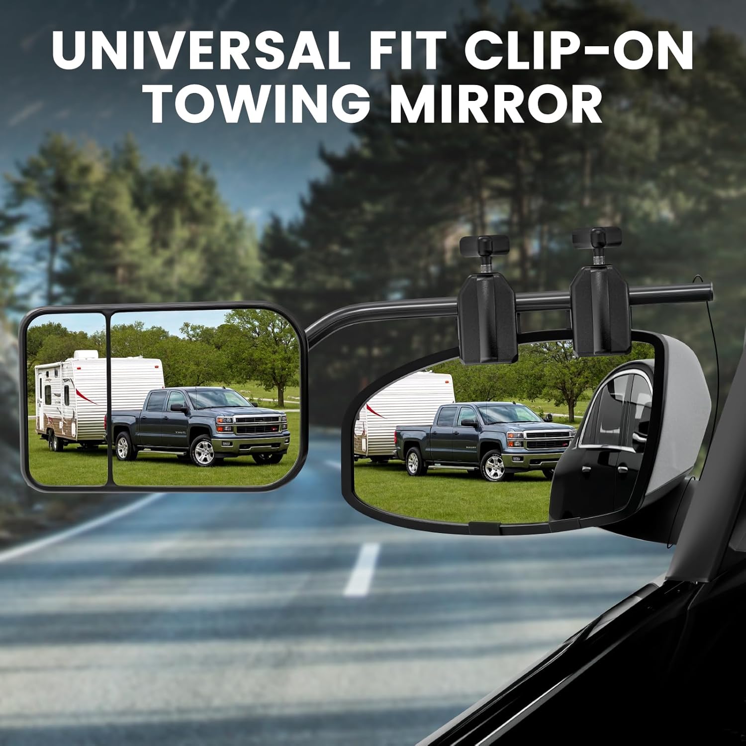 Universal Clip on Towing Mirrors Extensions for Towing, Side Mirror Extenders for Towing, Convex Rearview Mirror, Tow Mirrors for Car Truck Trailer RV SUV, 2 Pack