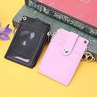 Vista 3 de Portatarjetas de cuero portátil para tarjetas de identificación de negocios, tarjetero y monedero