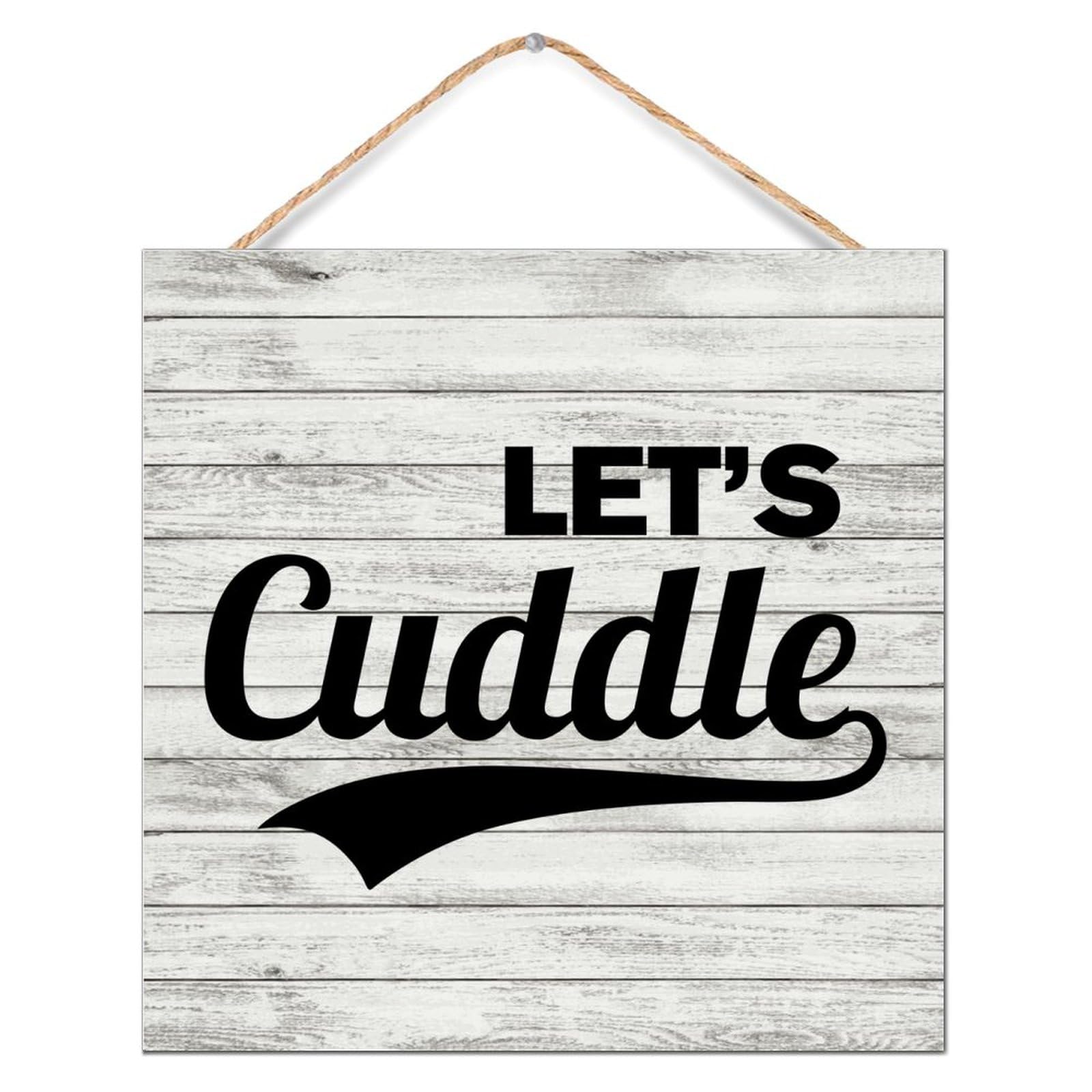 Art décoration maison : panneau en bois peint Let's Cuddle