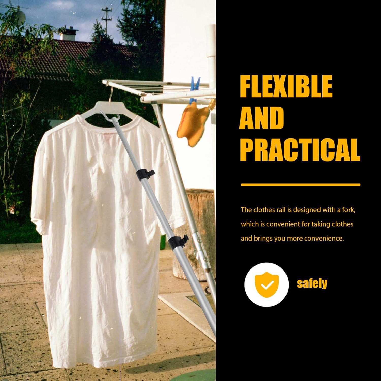 Cabilock Telescopic Clothes Drying Rod Adjustable Closet Pole with Hook Extendable Garment Hanger for Home Laundry Organization