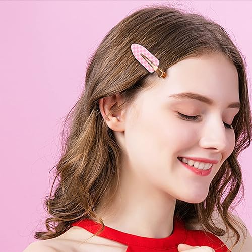 Miniatura 2 de 9 pinzas para el cabello sin doblar, tablero de ajedrez sin arrugas, estilo plano de resina acrílica, colorido bang sin costuras, pasador para