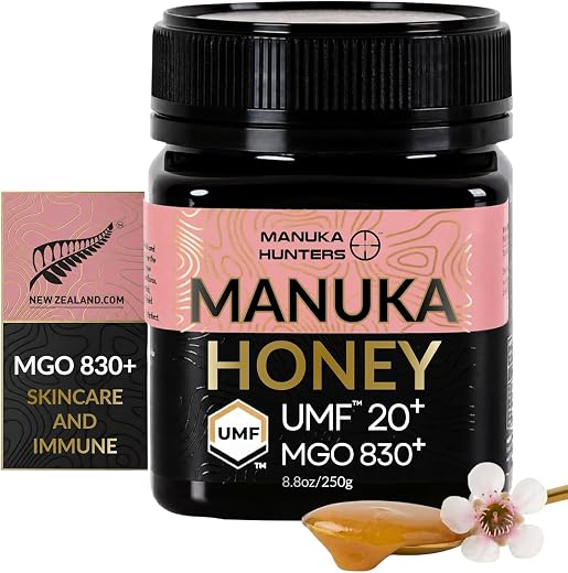 Manuka Hunters UMF 20+/MGO 830+ Certified New Zealand Manuka Honey - 8.8oz/250g Jar