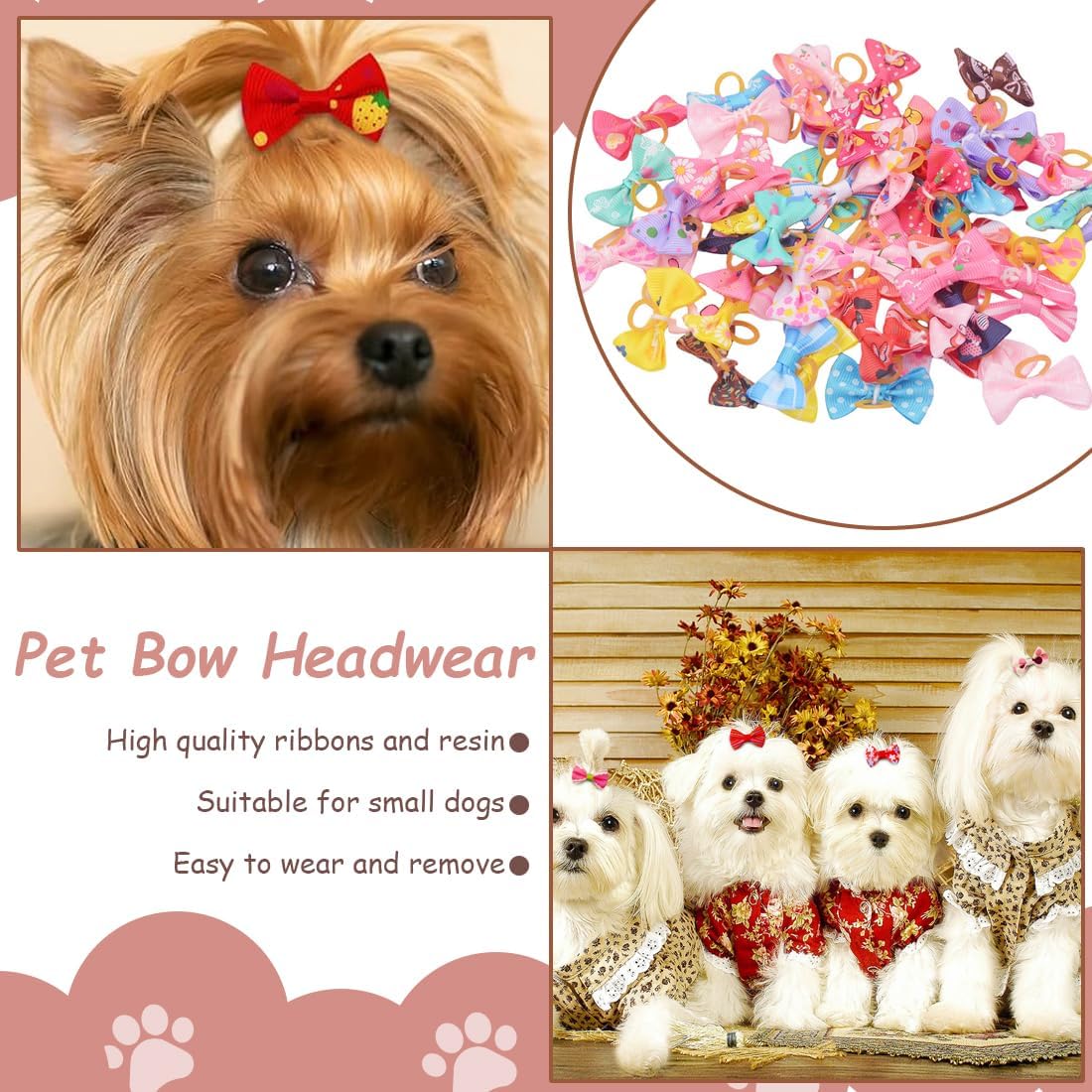 Accesorios para el pelo para perros 35 lazos para perros, accesorios para el pelo, ideales para perros adorables, accesorios de aseo para mascotas para las fiestas. 6