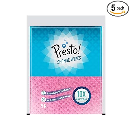 Amazon Brand Presto! Multi-Purpose Sponge Wipes Assorted Pack of 5