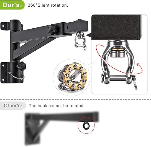 Miniatura 5 de Kipika Colgador de pared para bolsa pesada, soporte giratorio para bolsa de boxeo resistente para gimnasio en casa, longitud ajustable para bolsa de