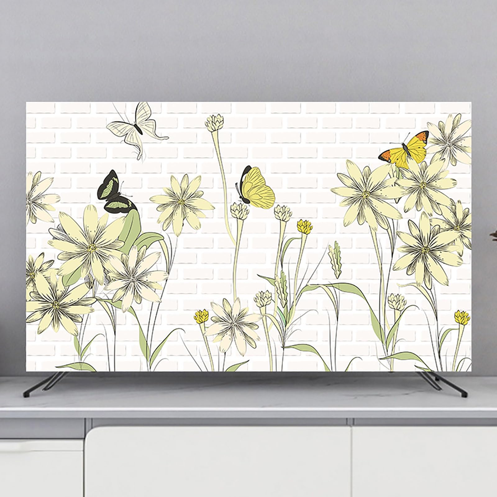 Ochrona przeciwsłoneczna Tv Screen Protector, Art Tv Screen Uniwersalne drukowanie Odporne na kurz Protect Tv Cover, do wnętrz Sypialnia Dekoracja salonu Telewizja Osłona przeciwpyłowa (Color : Natur