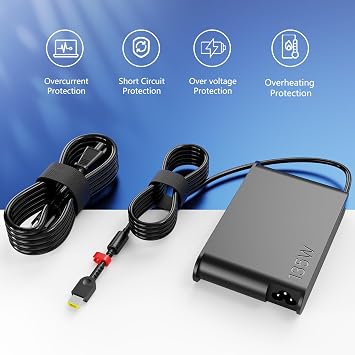 135W 20V 6.75A AC Adapter Fit for Lenovo ThinkPad X1 Extreme Laptop | Compatible with X1 Extreme W540 W541 T15p T440P T470P T540p IdeaPad Gaming 3 Yoga Y50 135W Yellow Slim Tip Charger