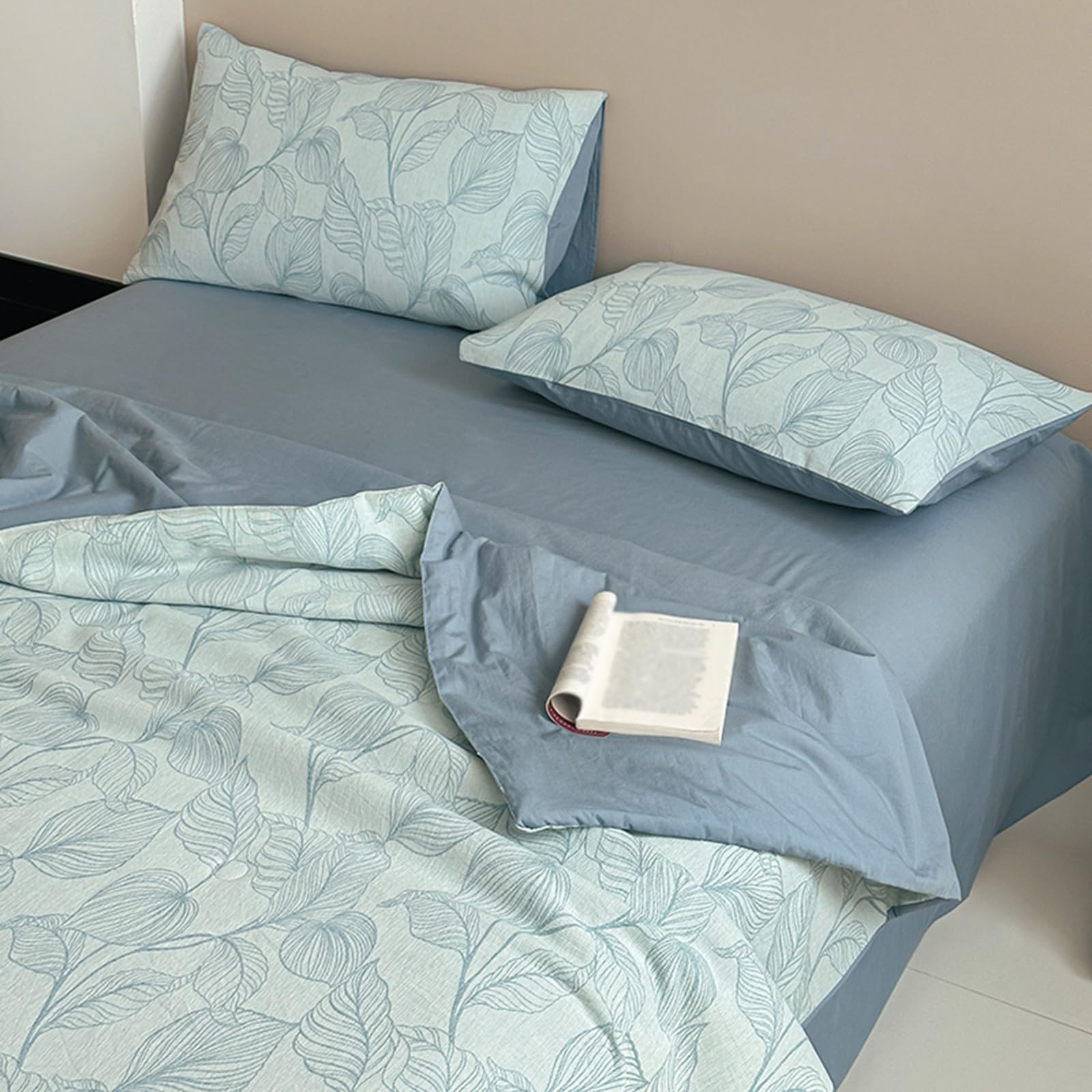 Set Copripiumino con Lenzuola, copripiumini e Coperte rinfrescanti per Chi Dorme al Caldo - Trapunta Leggera in Puro Cotone Lavabile in Lavatrice e climatizzata