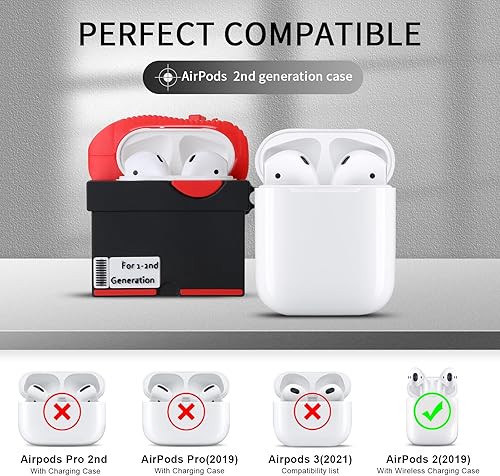 Miniatura 3 de Paquete de 2 fundas de Maxjoy para Airpods de 2 generación, bonita caja 3D compatible con Airpods de 21 generación, a prueba de golpes, funda para