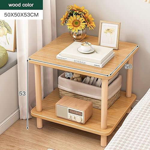 Miniatura 19 de Mesa auxiliar rectangular de varios tamaños con dos capas, espacio de almacenamiento para sala de estar, dormitorio, fácil montaje (color blanco +