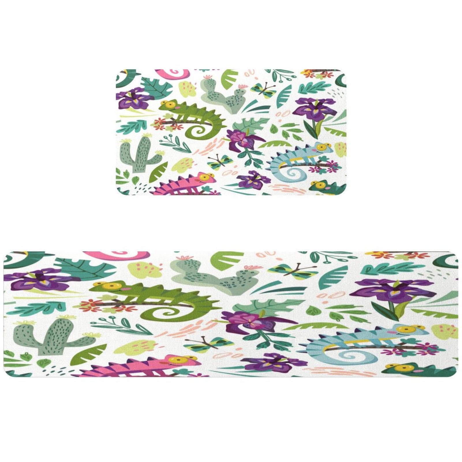 Alfombrilla de cocina antideslizante lavable, alfombra de cocina absorbente cactus VAPOKF 2 uds