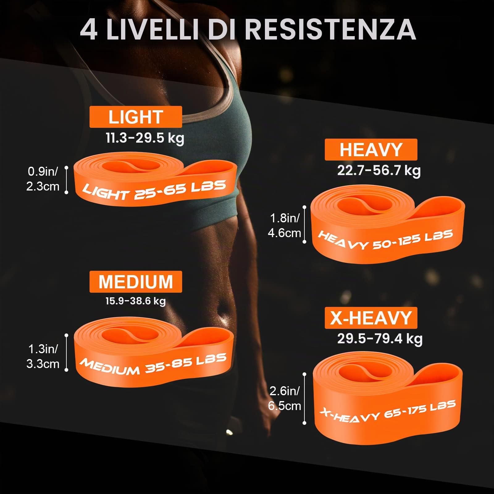 DASKING Bande Resistenza Pesante, 4 Livelli Resistenza All'Esercizio Set Fasce Assistenza per Sollevamento Forza, Tonificazione Muscolare Terapia Fisica Yoga, Stretch Fitness Band con Borsa Trasporto