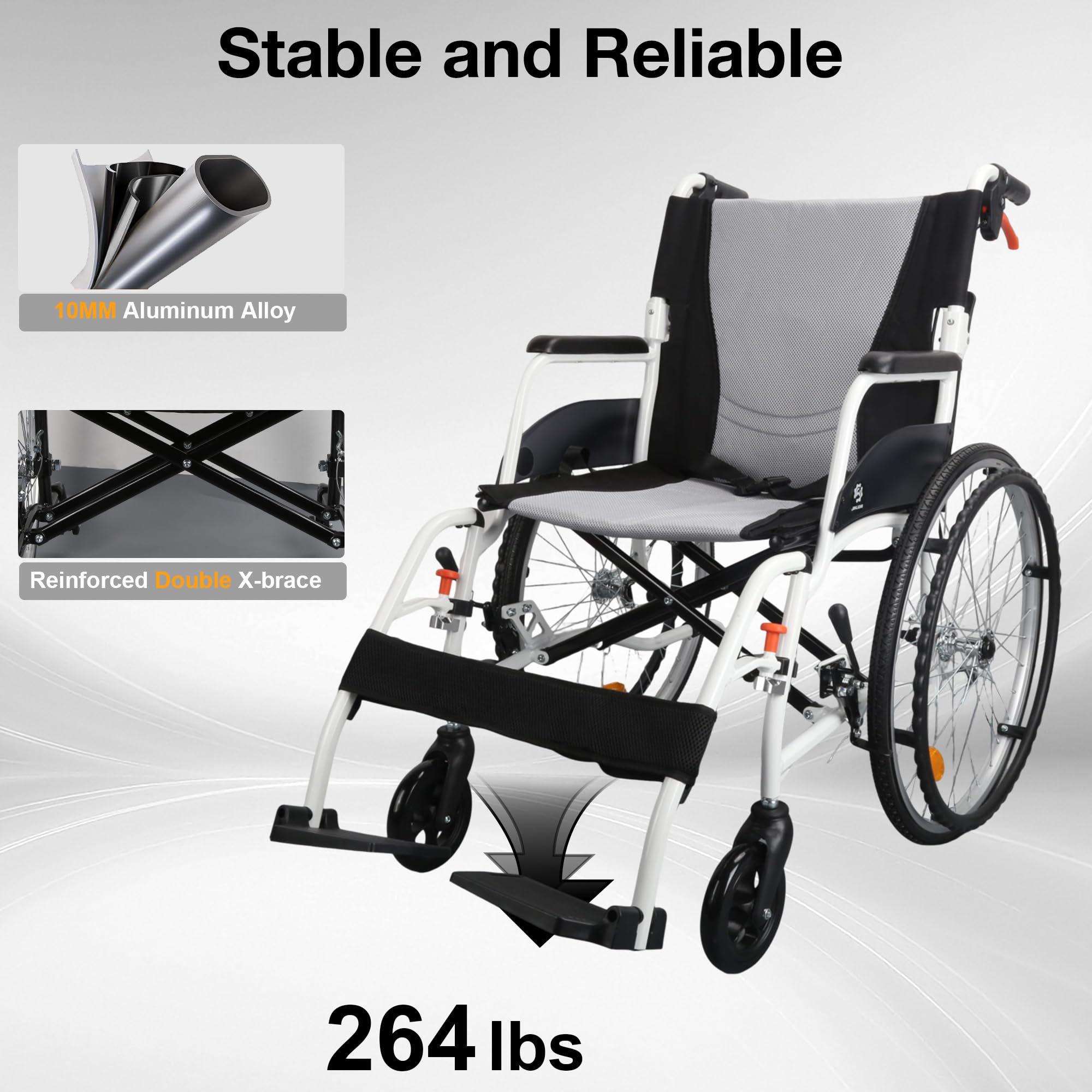 WHLICKS Folding Wheelchair - Lightweight & Durable -2