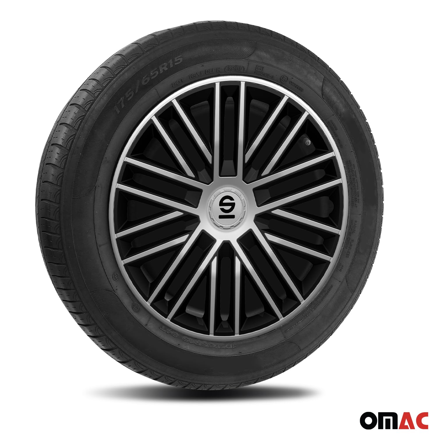 Sparco Spc1485Svbk Set Copricerchi 4 Pezzi Bergamo 14 Pollici Argento/Nero