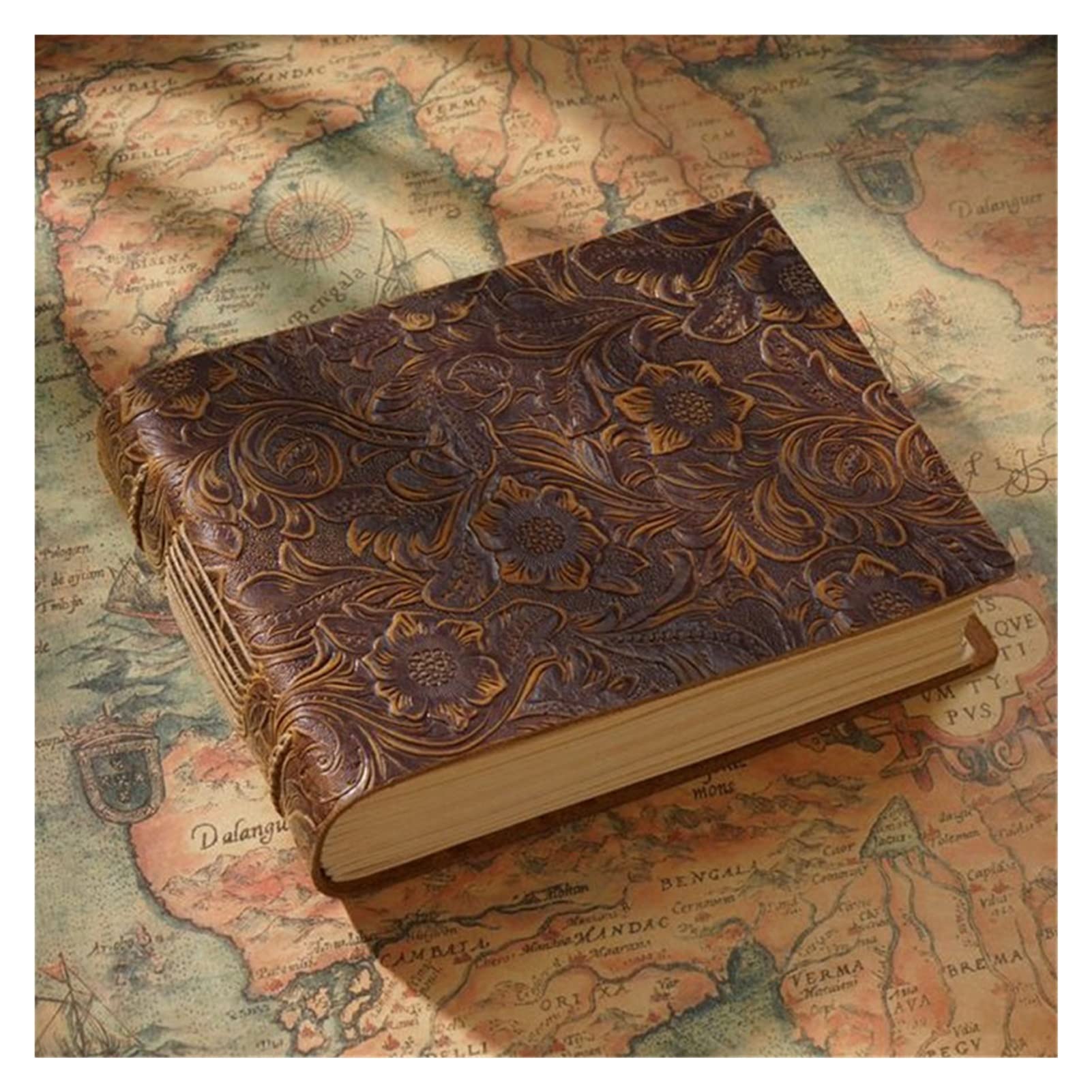 SePKUs Copertina per notebook fatta a mano Diario retrò Quaderno per schizzi Insegnante adolescente Regalo Carta Kraft vuota Libro originale 400 pagine (D)