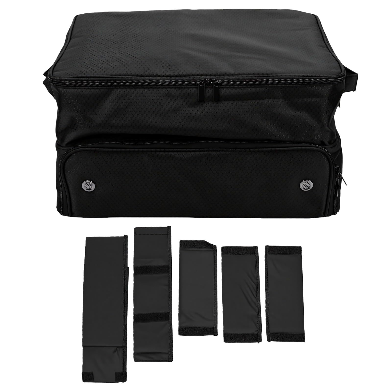 SIXRUN Almacenamiento para Maletero de Coche, Organizador de Tela Oxford 600D con Divisores Extraíbles, Respaldo de PVC, Compartimentos Dobles para Zapatos y Equipo Deportivo, 43 X 34 X 24 Cm para