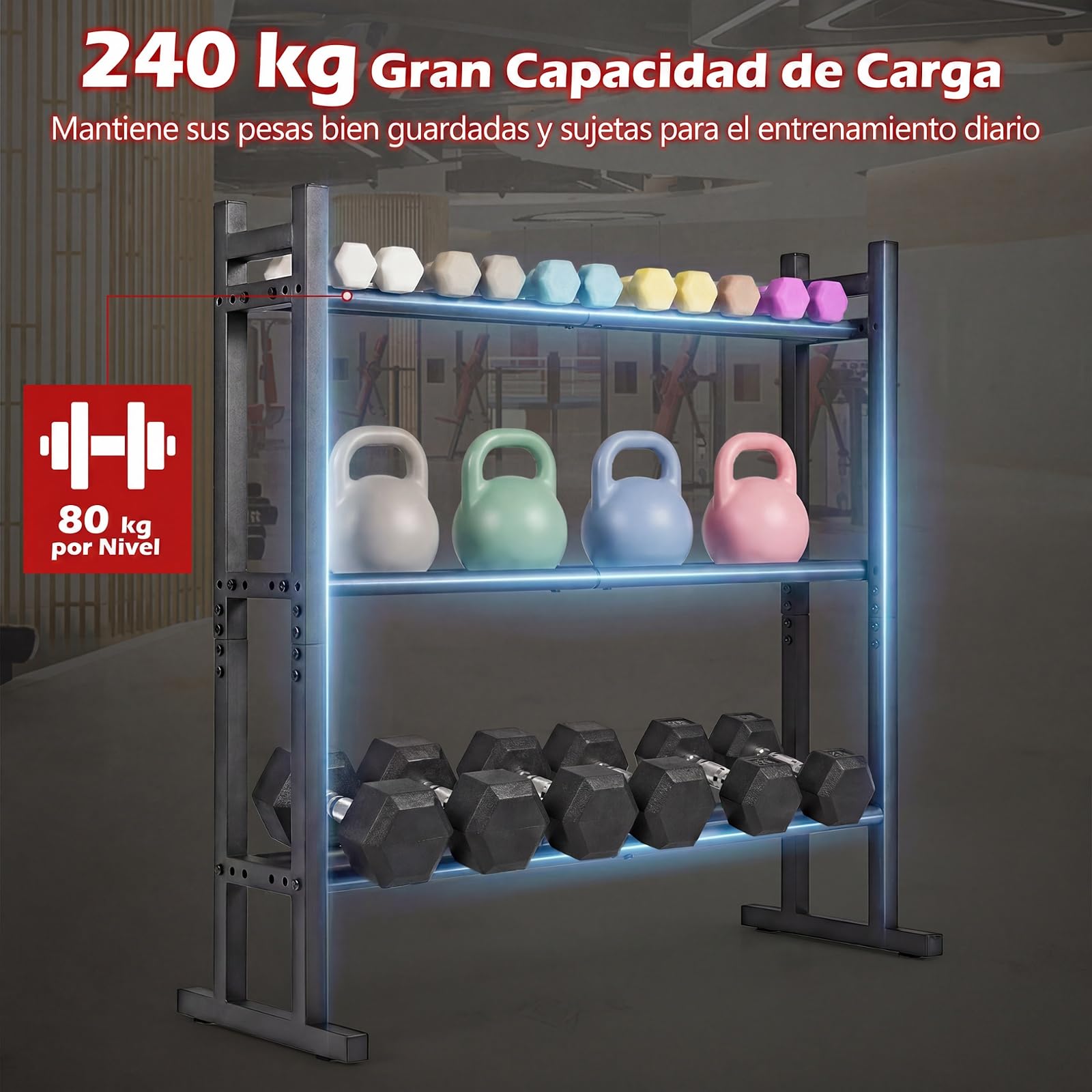 COSTWAY Soporte para Mancuernas de 3 Niveles, Capacidad de 240 kg