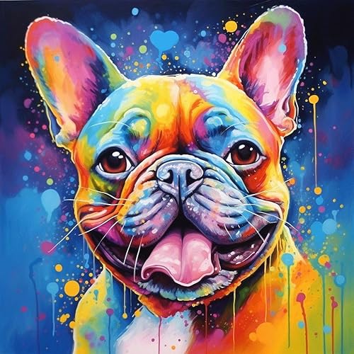 Pintura por números para adultos, kits de pintura al óleo con pinceles y pigmento acrílico, lienzo, decoración, regalos, colorido graffiti bulldog