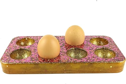 Miniatura 8 de 2 piezas de resina para soporte de huevo, molde de silicona apilable, bandeja de huevos epoxi, bandeja multifunción con 8 ranuras, 4 ranuras para