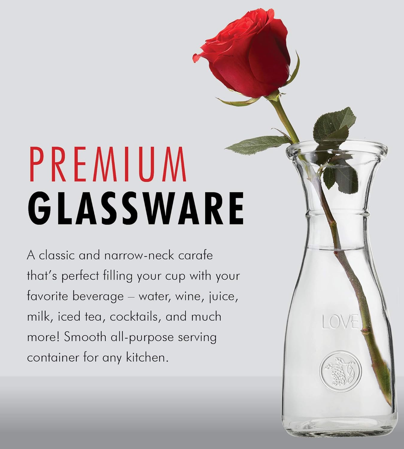 Frее Shірріng 🛒 Clear Glass Carafe Drink Pitcher Elegant Wine Decanter - Pack of 6 - 750ml LOVE Themed bottle w/Narrow Neck For Easy Grip, Wide Mouth for Classic Pouring - by Kitchen Lux