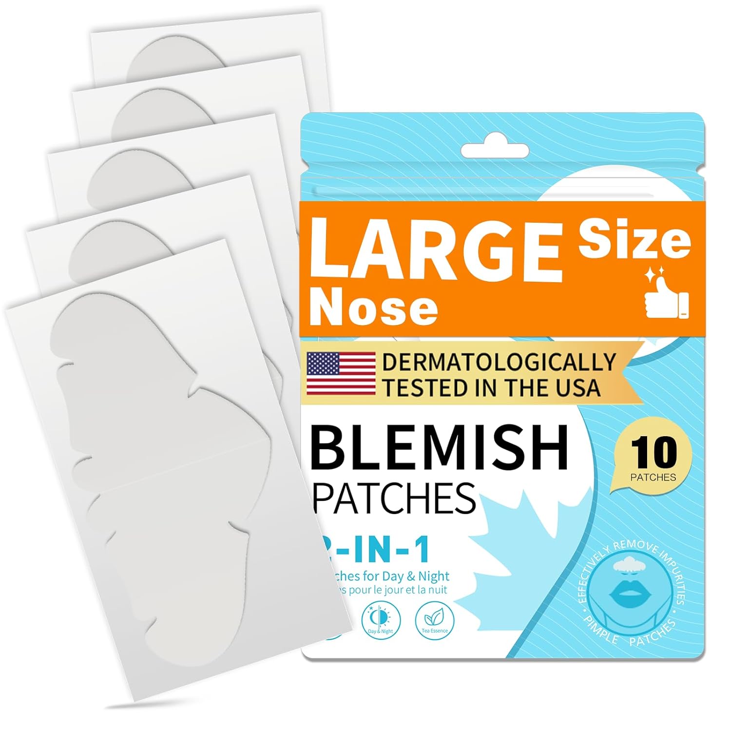Pimple Patches For Nose 10 CT Acne Patches Nose Pore Strips XL Hydrocolloid Bandages for Face Blemish Pimple