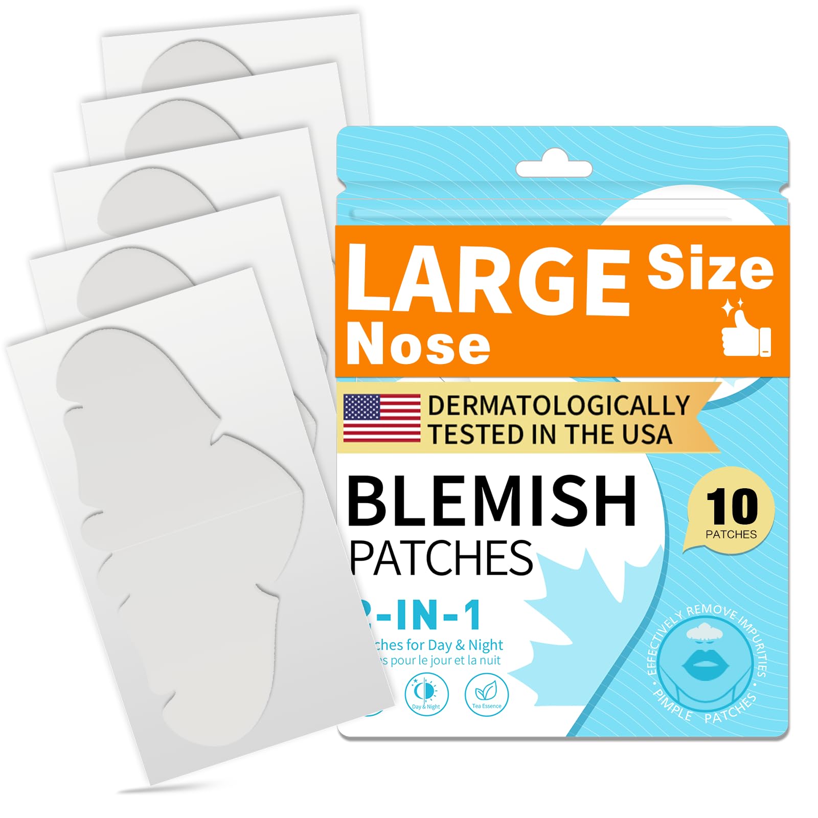 Pimple Patches For Nose 10 CT Acne Patches Nose Pore Strips XL Hydrocolloid Bandages for Face Blemish Pimple