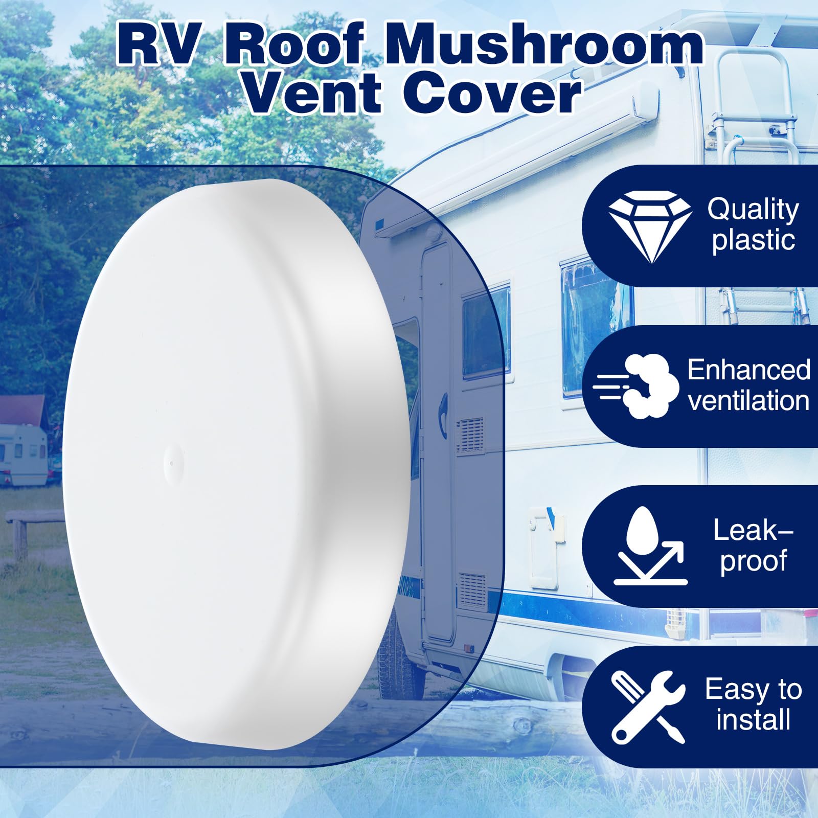 Tapa de ventilación de hongos para techo de caravana, cubierta de ventilación de hongos para caravana, protector de agua de ventilación de RV, compatible con la mayoría de remolques de camping