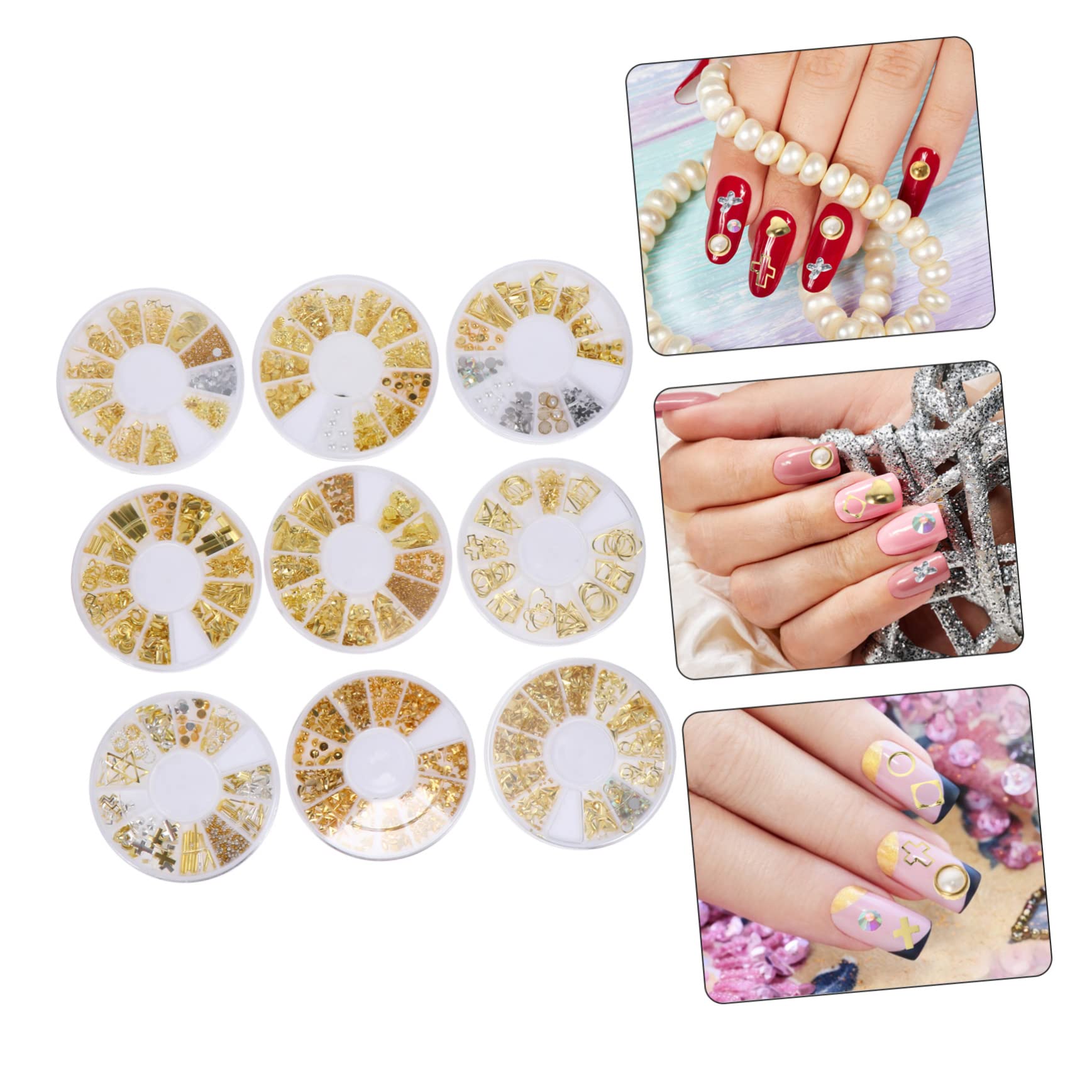 3 Set Decorazioni Per Unghie Dorati Ciondoli Per Nail Art Te Accessori Manicure Eleganti E Facili Applicare Per Principianti E Professionisti 9 Scatole*3