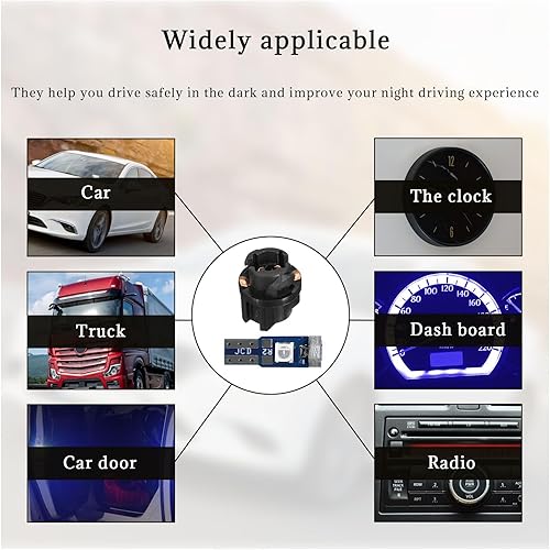 Miniatura 4 de Dickno 20 luces LED T5 para tablero de automóvil, repuesto de alta luz 3030-3SMD con enchufe de bloqueo giratorio, bombilla LED para indicador de